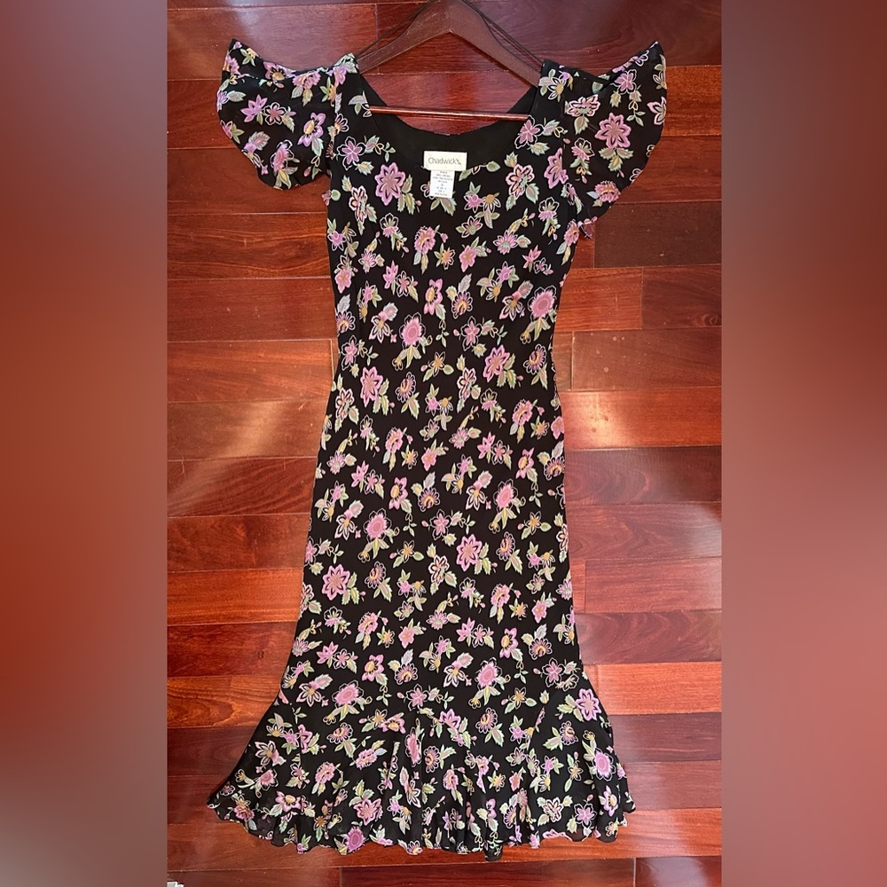 Chadwick's Maxi Dress Short Sleeve Ruffles Lined Size 8 NWOT